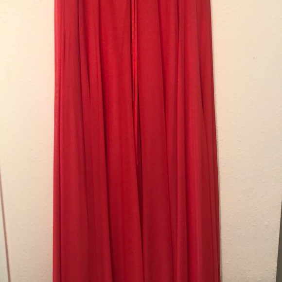 Strapless Coral Gown Dress with Sequined Bust - Picture 3 of 7